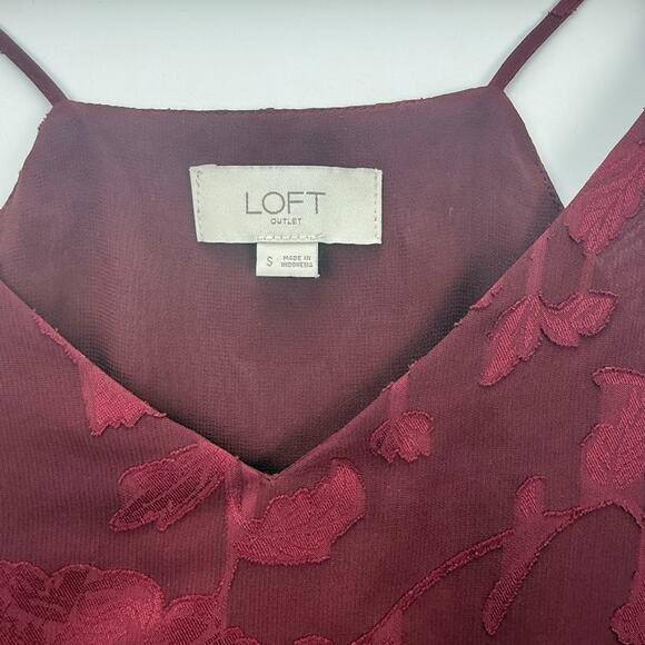 Loft Womens‎ Lined V-Neck Downtown Cami in Flowers Size Small Burgundy - Picture 2 of 10